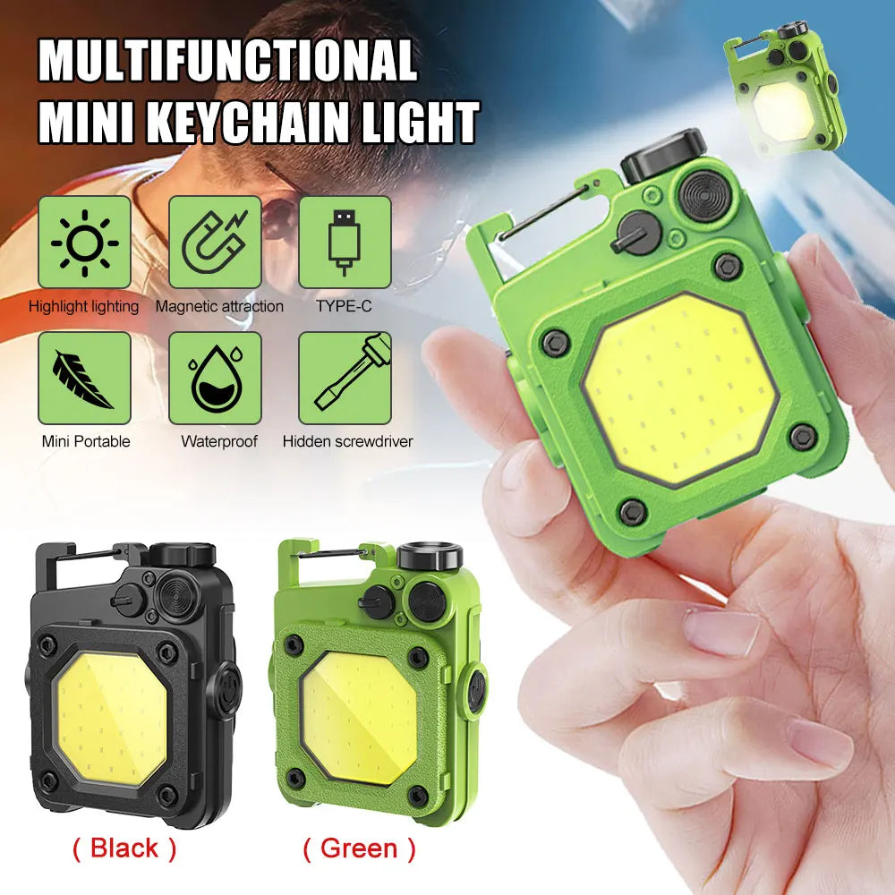 VASTFIRE Small Keychain COB Flashlight USB Rechargeable LED Flash Lantern Mini Work Light Portable 6 Modes Fishing Camping Torch