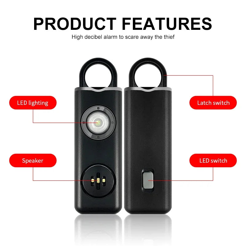 Mini Personal Pull Pin Self-Defense Emergency Security Alarm 130dB Sound Rechargeable Elderly Women Child Safety Supply Keychain